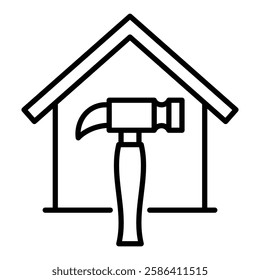 Property maintenance round line vector icon with editable stroke 