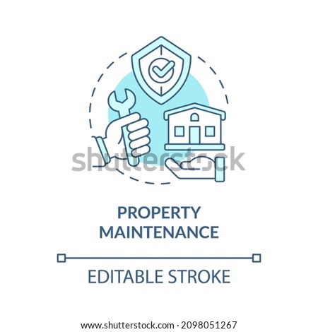 Property maintenance turquoise concept icon. Rental apartment repair abstract idea thin line illustration. Isolated outline drawing. Editable stroke. Roboto-Medium, Myriad Pro-Bold fonts used