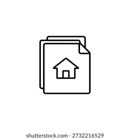 Ícone de documentos de gerenciamento de propriedades vetor preto e branco arquivo esboço do contrato imobiliário símbolo