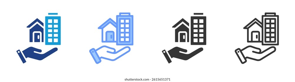 Property Management icon set multiple style collection