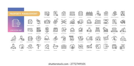 Property Management Line Icons Set