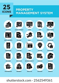 Property Management System icon collection set. Containing design property, system, management, business, concept, technology	