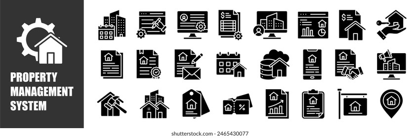 Property Management System icon set for design elements	