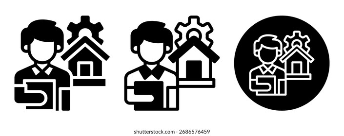 Glifo de Colección de íconos de administrador de propiedades y Ilustración vectorial mixta