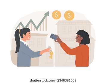 Property market isolated concept vector illustration. Housing market, supply and demand for houses, real estate agent, buying property, growth chart, apartment price, for sale vector concept.