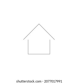 Immobilien- und Hypothekenkonzept. Vektor-Rahmenzeichen, dünne Linie. Ideal für Werbung, Websites, Online-Shops und Läden. Line Symbol ein privates Haus mit dreieckigem Dach einzeln auf weißem Hintergrund 