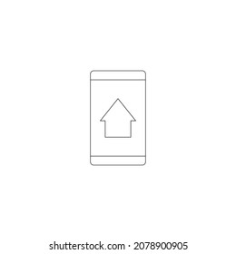 Property and mortgage concept. Vector outline sign, thin line. Perfect for advertising, web sites, online shops and stores. Line icon of private house on phone display 

