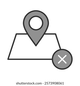 Property Not Connected to the Road. Remote Land, Accessibility Issue, Real Estate. Vector Editable Stroke Icon.