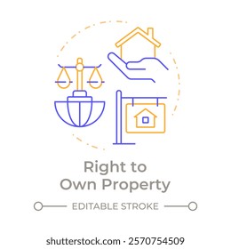 Property owning right duo tone concept icon. Human rights. Business, investment. Round two color outline illustration. Abstract vector design. Easy to use in infographic, presentation