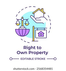 Property owning right multi color concept icon. Human rights. Business, investment. Round shape line illustration. Abstract idea. Graphic design. Easy to use in infographic, presentation