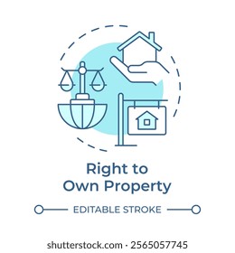 Property owning right soft blue concept icon. Human rights. Business, investment. Round shape line illustration. Abstract idea. Graphic design. Easy to use in infographic, presentation