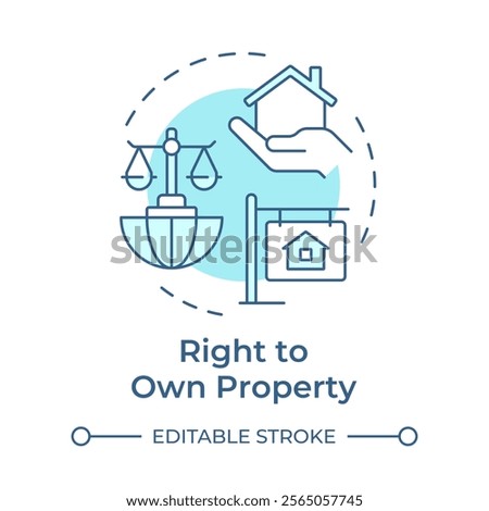 Property owning right soft blue concept icon. Human rights. Business, investment. Round shape line illustration. Abstract idea. Graphic design. Easy to use in infographic, presentation