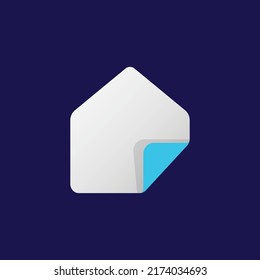 property paper icon design, home icon with folded corner logo design template, abstract house icon with gradient, property symbol vector icon sign, house papers logo