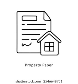 Ilustración de estilo de icono de contorno de Vector de papel de propiedad. Archivo EPS 10
