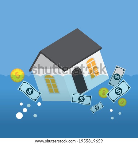 Property prices plummeting and indebtedness, Vector illustration in flat style