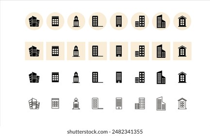 Property Real Estate Icon collection containing 32 editable stroke icons. Perfect for logos, stats, and infographics. Edit the thickness of the line in any vector-capable app.