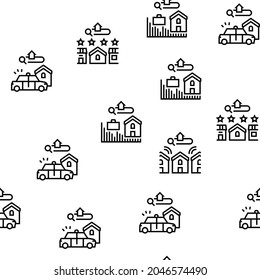 Property Rental Agency Vector Seamless Pattern Thin Line Illustration
