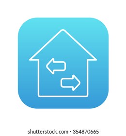 Property resale line icon for web, mobile and infographics. Vector white icon on the blue gradient square with rounded corners isolated on white background.