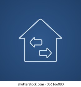 Property resale line icon for web, mobile and infographics. Vector light blue icon isolated on blue background.