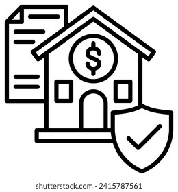 Ilustración vectorial de la línea de icono de Protección de propiedades