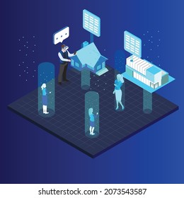 Property sale in metaverse virtual world 3d isometric vector illustration concept for banner, website, landing page, ads, flyer template - Powered by Shutterstock - Get 15% off with code: PIKWIZARD15