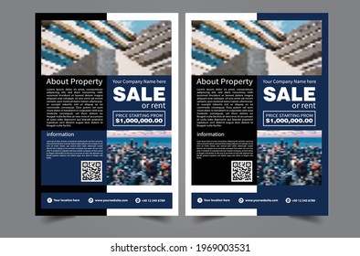 Property sale modern flyer design eps. Company brochure, Home sale design templates. Magazine infographic poster, Corporate Presentation flyer design layout. Free size front page and back page.
