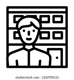 vector de icono de línea del vendedor de propiedades. signo del vendedor de propiedades. símbolo de contorno aislado ilustración negra