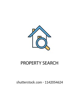 property search concept 2 colored line icon. Simple yellow and blue element illustration. property search concept outline symbol design from Real Estate set