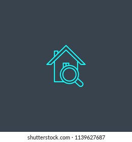 property search concept blue line icon. Simple thin element on dark background. property search concept outline symbol design from real estate set. Can be used for web and mobile UI/UX