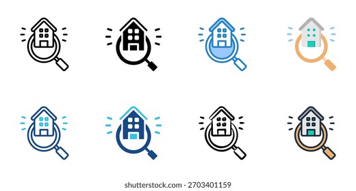 Conjunto de iconos de búsqueda de propiedades colección de estilos múltiples 
