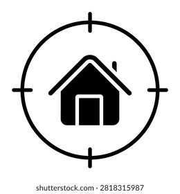 Property search icon vector. Real estate finder illustration sign. House search symbol. Realty logo or mark.