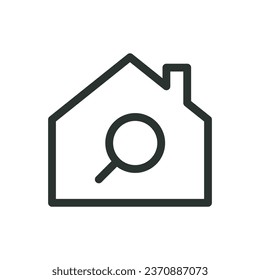 Property search isolated icon, house search vector icon with editable stroke