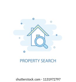 property search line trendy icon. Simple line, colored illustration. property search symbol flat design from Real Estate set. Can be used for UI/UX