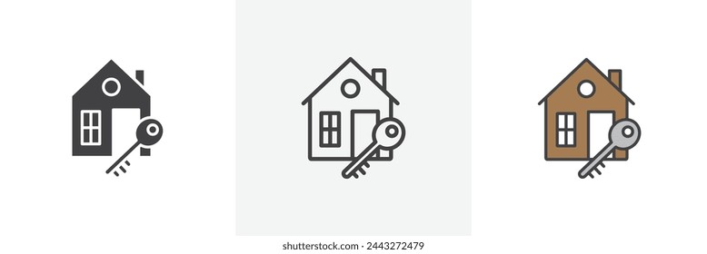 Property Selling and Rental Icons. Real Estate Transaction and Housing Market Symbols.