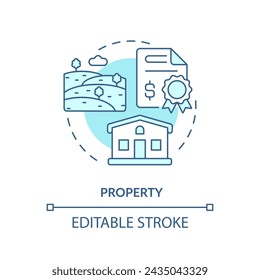 Property soft blue concept icon. Factor of social stratification. House and land ownership. Living conditions. Round shape line illustration. Abstract idea. Graphic design. Easy to use in article