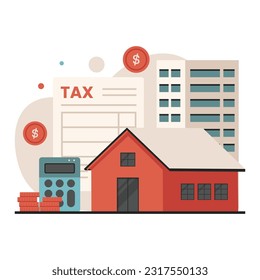 Property tax concept illustration. Illustration for websites, landing pages, mobile apps, posters and banners. Trendy flat vector illustration