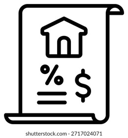 Ilustración vectorial de línea de icono de impuesto de propiedad