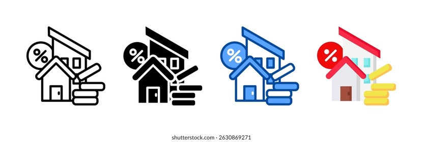Paquete de conjunto de iconos de impuestos a la propiedad. Colección de iconos de estilo múltiple perfecta para Sitios web, App y presentaciones. Colección de icono de Vector simple