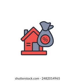 property tax icon. vector.Editable stroke.linear style sign for use web design,logo.Symbol illustration.