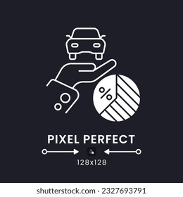 Property tax white solid desktop icon. Ownership expenses. Municipal revenue source. Pixel perfect 128x128, outline 2px. Silhouette symbol for dark mode. Glyph pictogram. Vector isolated image