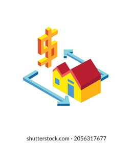property trading isometric icon for business website,apps, and many more