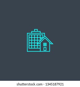 Property Type concept blue line icon. Simple thin element on dark background. Property Type concept outline symbol design. Can be used for web and mobile UI/UX