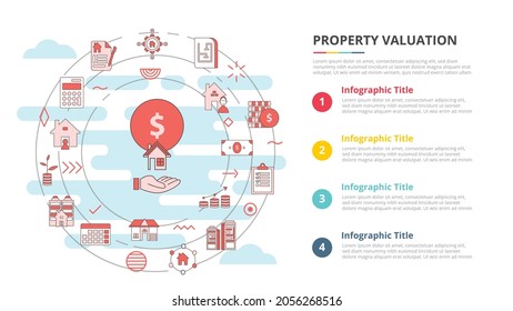 property valuation concept for infographic template banner with four point list information