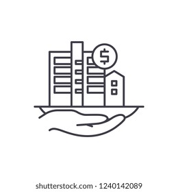 Property valuation line icon concept. Property valuation vector linear illustration, symbol, sign