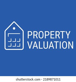 Property valuation logotype on blue background