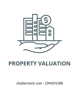 Property Valuation Vector Line Icon, Linear Concept, Outline Sign, Symbol