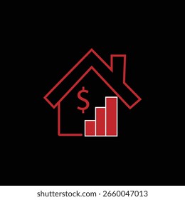 Property value growth icon vector sign