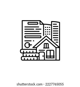 icono del vector de propiedades. estilo de contorno de iconos de bienes raíces. uso perfecto para logotipo, presentación, sitio web y más. estilo de línea de diseño de iconos simple