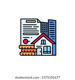 icono del vector de propiedades. estilo de línea rellenado con icono inmobiliario. uso perfecto para logotipo, presentación, sitio web y más. estilo de línea de color de diseño de iconos moderno