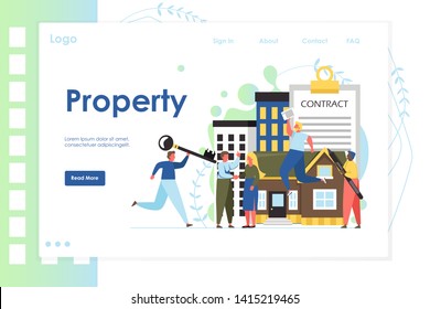 Property vector website landing page design template